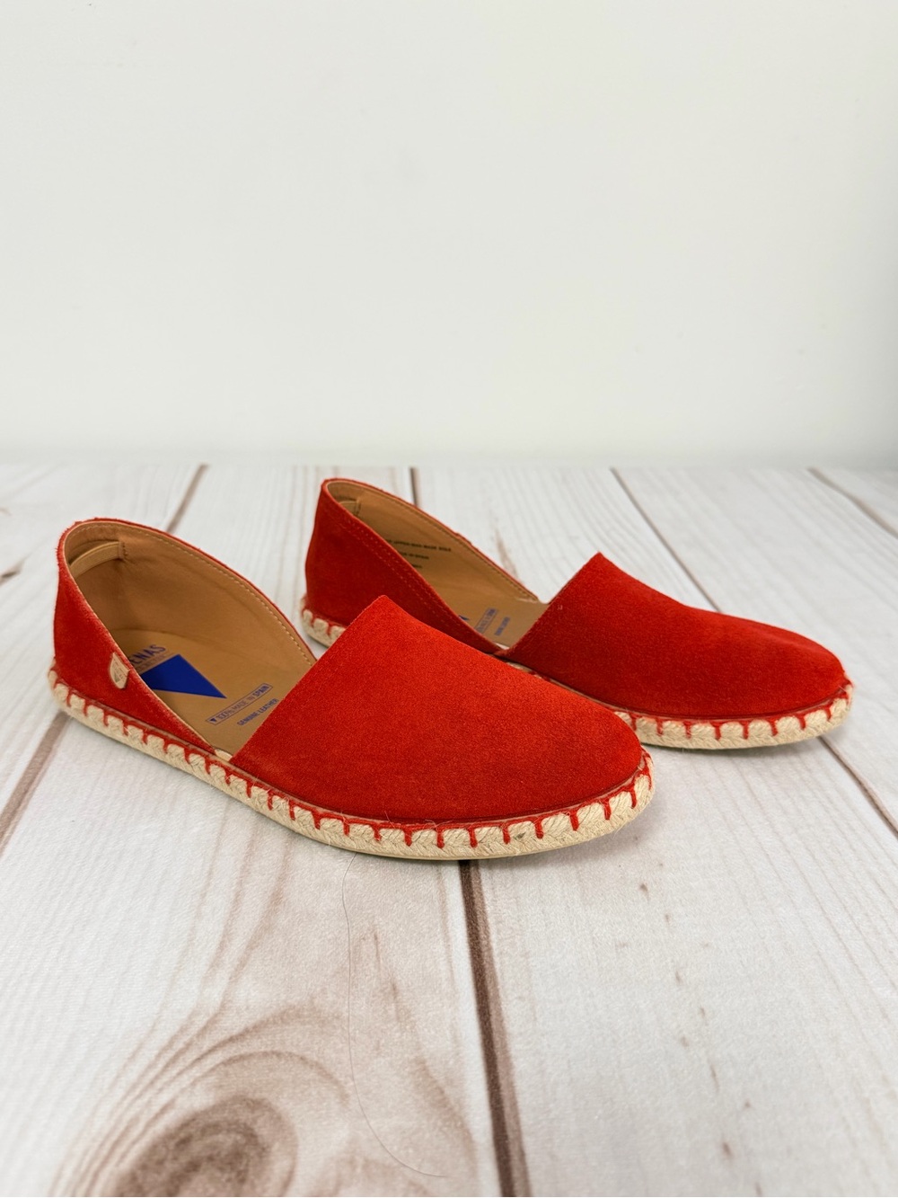 Verbenas Espadrille Flats Red Suede Slip On Size EU40 US 9/9.5 Jute Trim